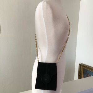 Rouje Black and Gold Suede Mini crossbody bag